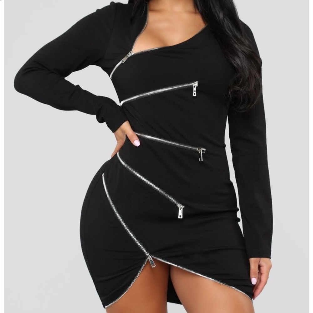 zip up dress black